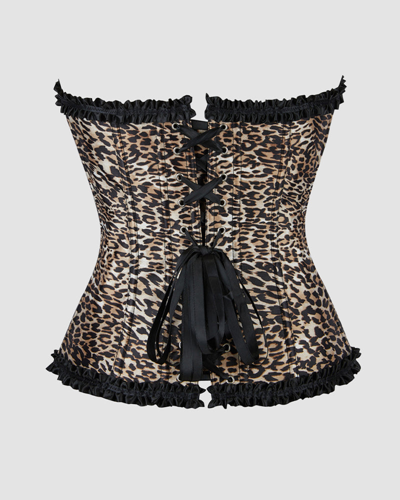 1960s 12 Boned Cotton Leopard Lace Corset Avidlove-Corset - Tophatter Daily Deals