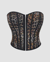 1960s 14 Boned Cotton Leopard Single Breasted Corset Leopard Avidlove-Corset - Tophatter Daily Deals
