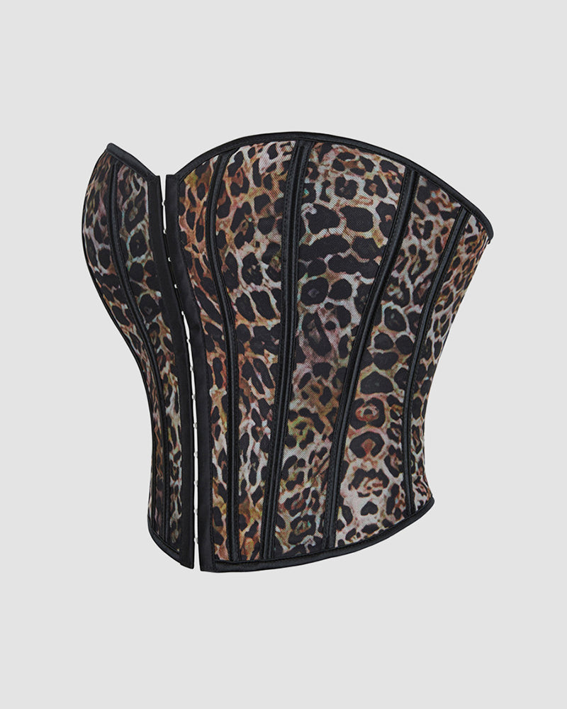 1960s 14 Boned Cotton Leopard Single Breasted Corset Avidlove-Corset - Tophatter Daily Deals