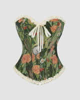 1930s 12 Boned Cotton Painting Lace Corset Green Avidlove-Corset - Tophatter Daily Deals