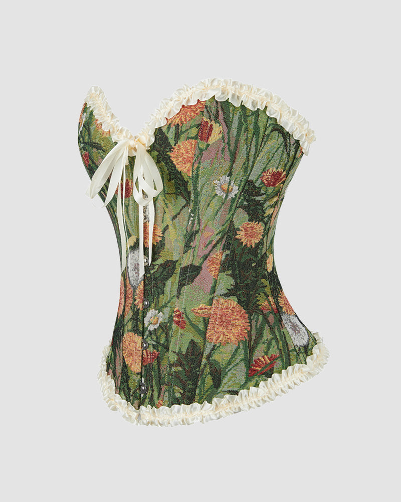 1930s 12 Boned Cotton Painting Lace Corset Avidlove-Corset - Tophatter Daily Deals