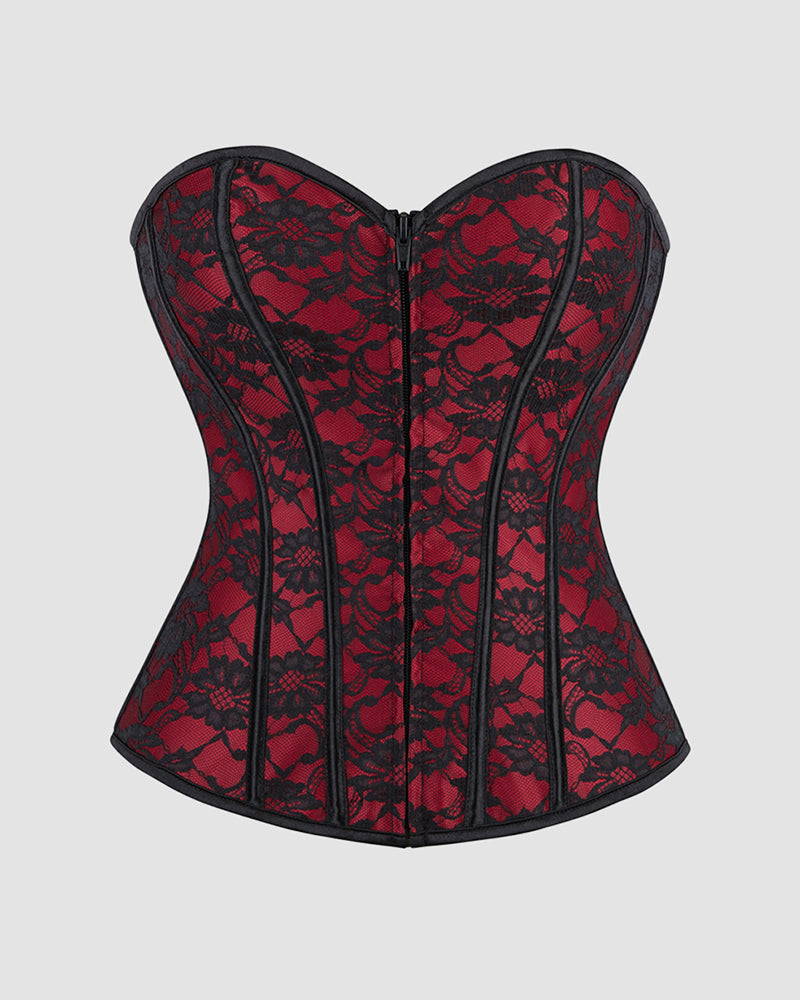 1950s 12 Boned Cotton Laceless Dark Red Corset Dark Red Avidlove-Corset - Tophatter Daily Deals