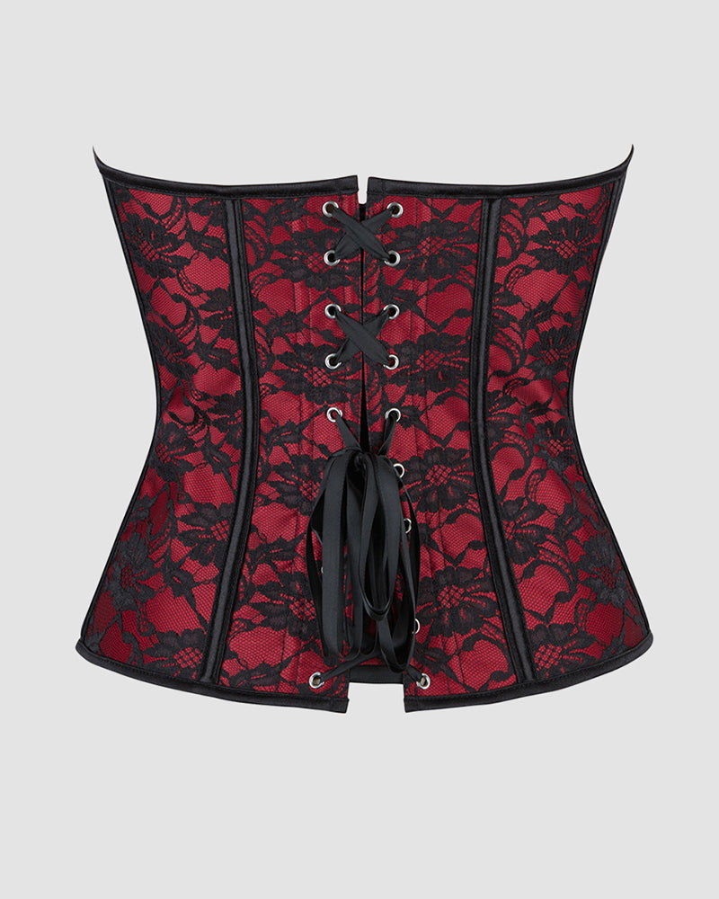 1950s 12 Boned Cotton Laceless Dark Red Corset Avidlove-Corset - Tophatter Daily Deals