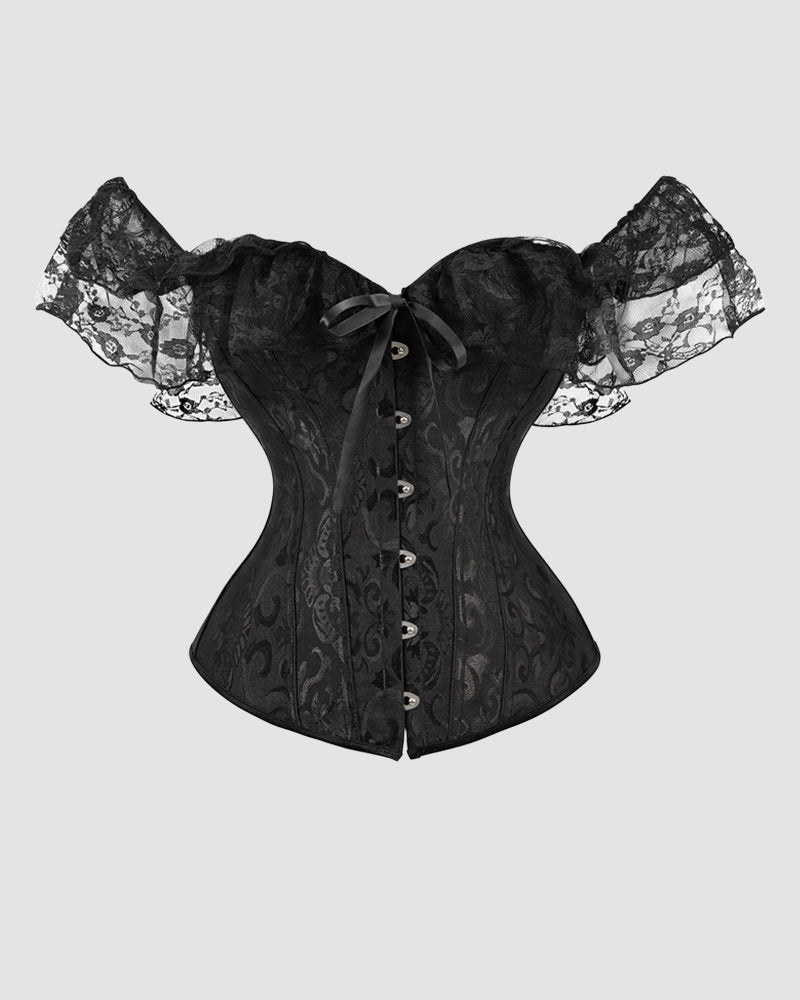 1950s 12 Boned Cotton Jacquard Lace Corset Black Avidlove-Corset - Tophatter Daily Deals