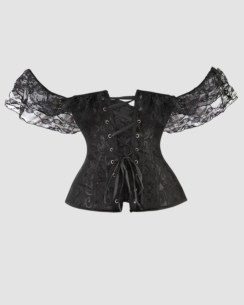 1950s 12 Boned Cotton Jacquard Lace Corset Avidlove-Corset - Tophatter Daily Deals