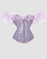 1950s 12 Boned Cotton Jacquard Lace Corset Blue Avidlove-Corset - Tophatter Daily Deals