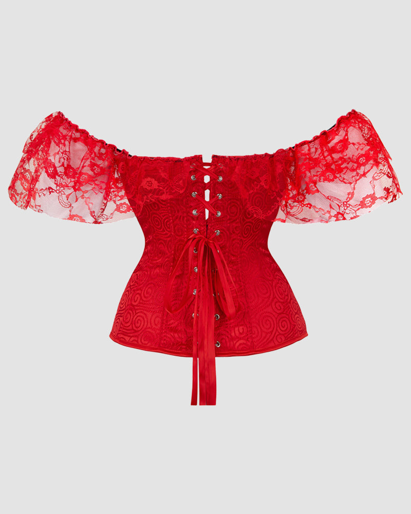 1950s 12 Boned Cotton Jacquard Lace Corset Avidlove-Corset - Tophatter Daily Deals
