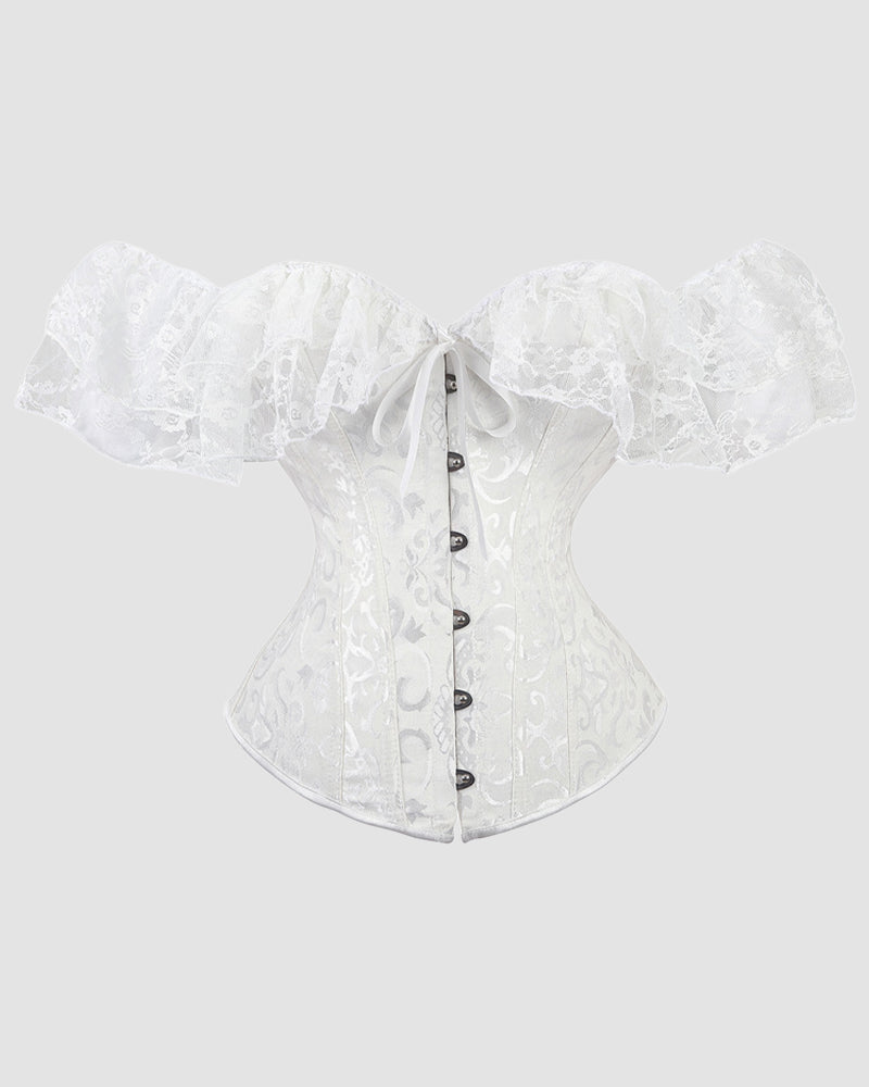 1950s 12 Boned Cotton Jacquard Lace Corset White Avidlove-Corset - Tophatter Daily Deals