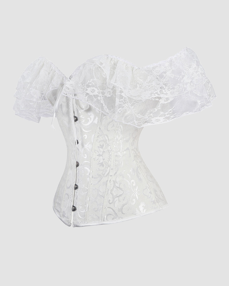 1950s 12 Boned Cotton Jacquard Lace Corset Avidlove-Corset - Tophatter Daily Deals