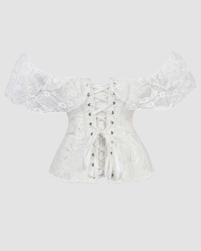 1950s 12 Boned Cotton Jacquard Lace Corset Avidlove-Corset - Tophatter Daily Deals