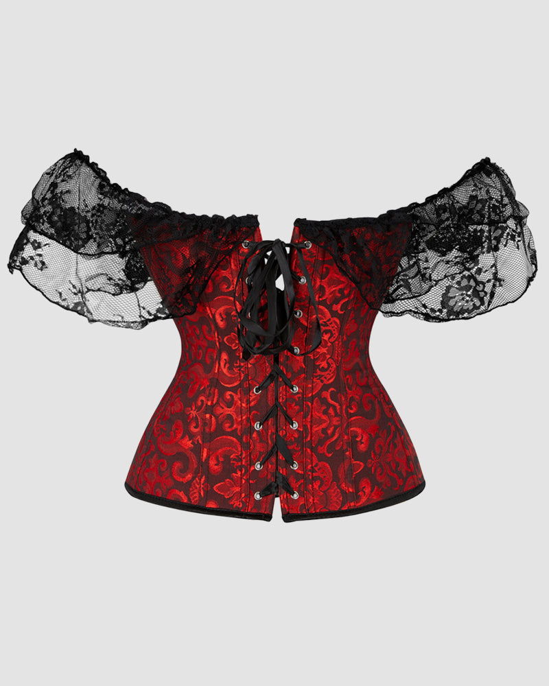 1950s 12 Boned Cotton Jacquard Lace Corset Avidlove-Corset - Tophatter Daily Deals