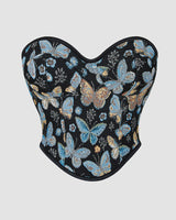 1950s 10 Boned Cotton Butterfly Pattern Corset Black Avidlove-Corset - Tophatter Daily Deals