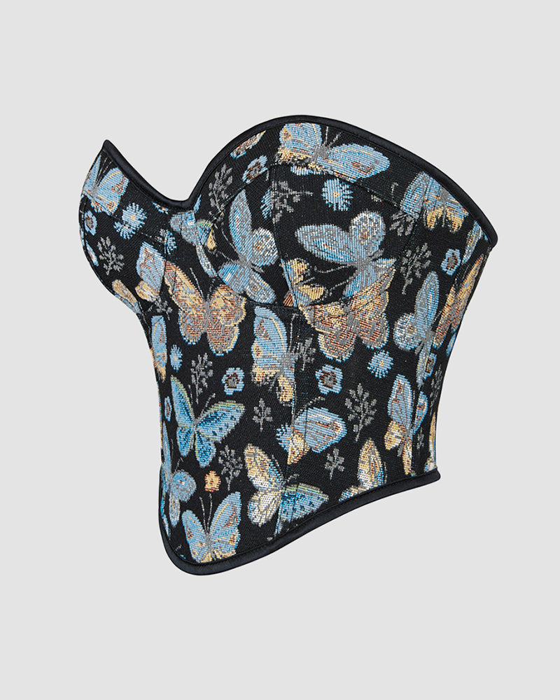 1950s 10 Boned Cotton Butterfly Pattern Corset Avidlove-Corset - Tophatter Daily Deals