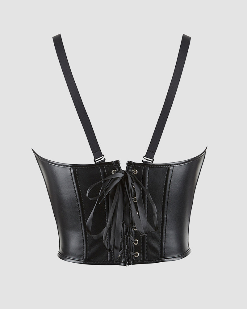 1980s 10 Boned Leather Suspenders Corset Avidlove-Corset - Tophatter Daily Deals