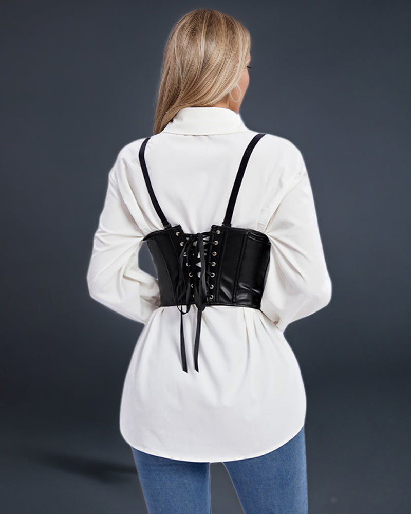 1980s 10 Boned Leather Suspenders Corset Avidlove-Corset - Tophatter Daily Deals