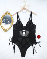 Plus Size Leather Hollow Tie Bodysuit Avidlove-Bodysuits - Tophatter Daily Deals