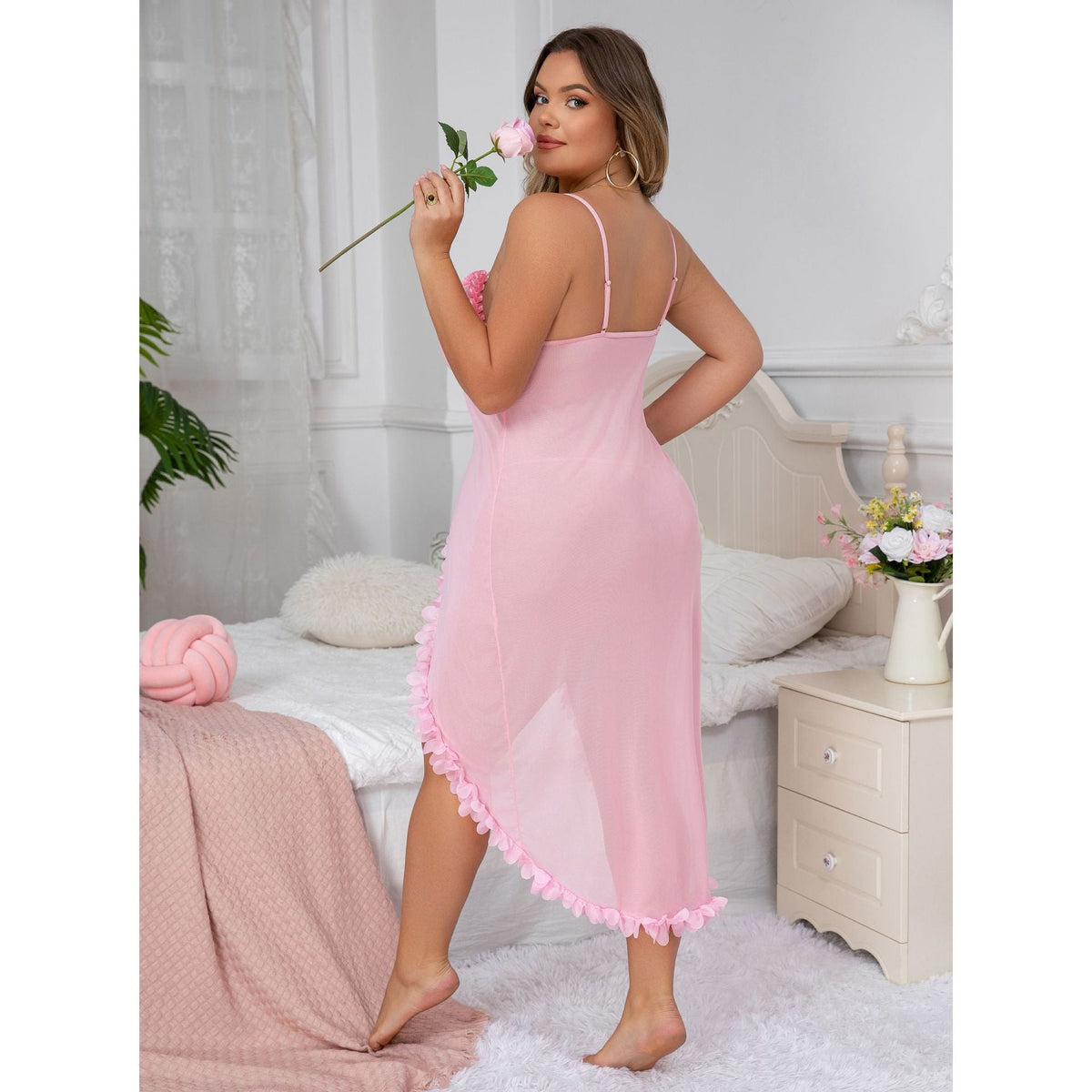 Plus Size Semi-sheer Slit Suspender Dress Avidlove-Dresses - Tophatter Daily Deals