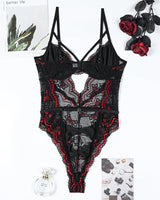 Embroidery Bow Cutout Lace Bodysuit Avidlove-Bodysuits - Tophatter Daily Deals