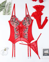 Flower Embroidered Cross Straps Bra Set Avidlove-Bra Sets - Tophatter Daily Deals