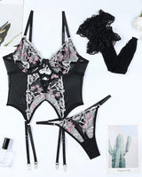 Flower Embroidered Stockings Bra Set Avidlove-Corset - Tophatter Daily Deals