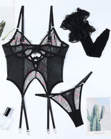 Flower Embroidered Stockings Bra Set Avidlove-Corset - Tophatter Daily Deals