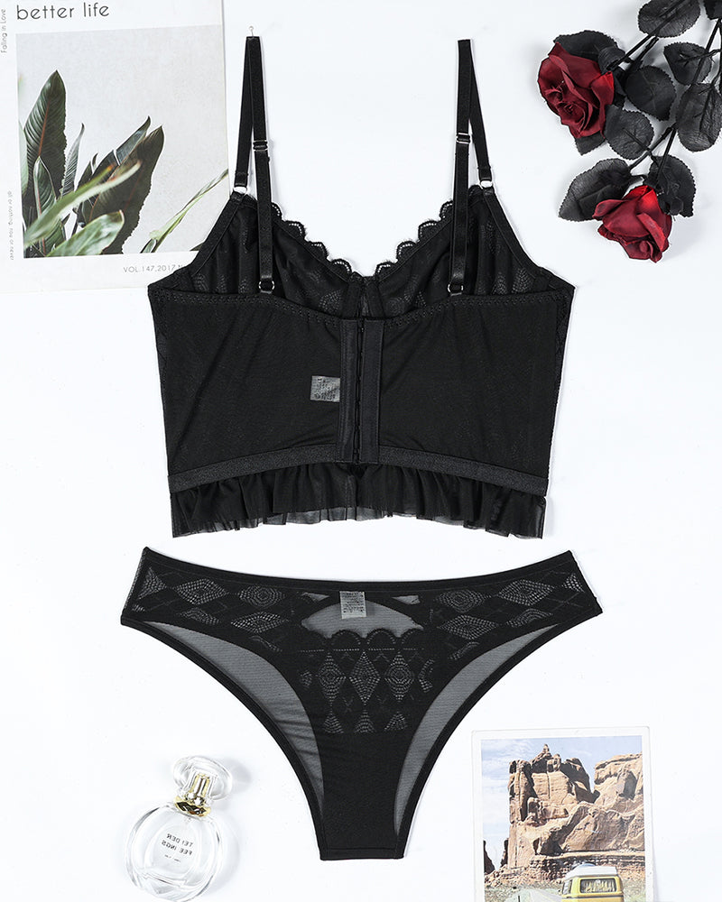 Lace Cross Heart Bra Set Avidlove-Bra Sets - Tophatter Daily Deals