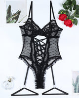 Lace Hollow Cross Strap Bodysuit Avidlove-Bodysuits - Tophatter Daily Deals
