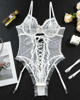 Lace Hollow Cross Strap Bodysuit Avidlove-Bodysuits - Tophatter Daily Deals