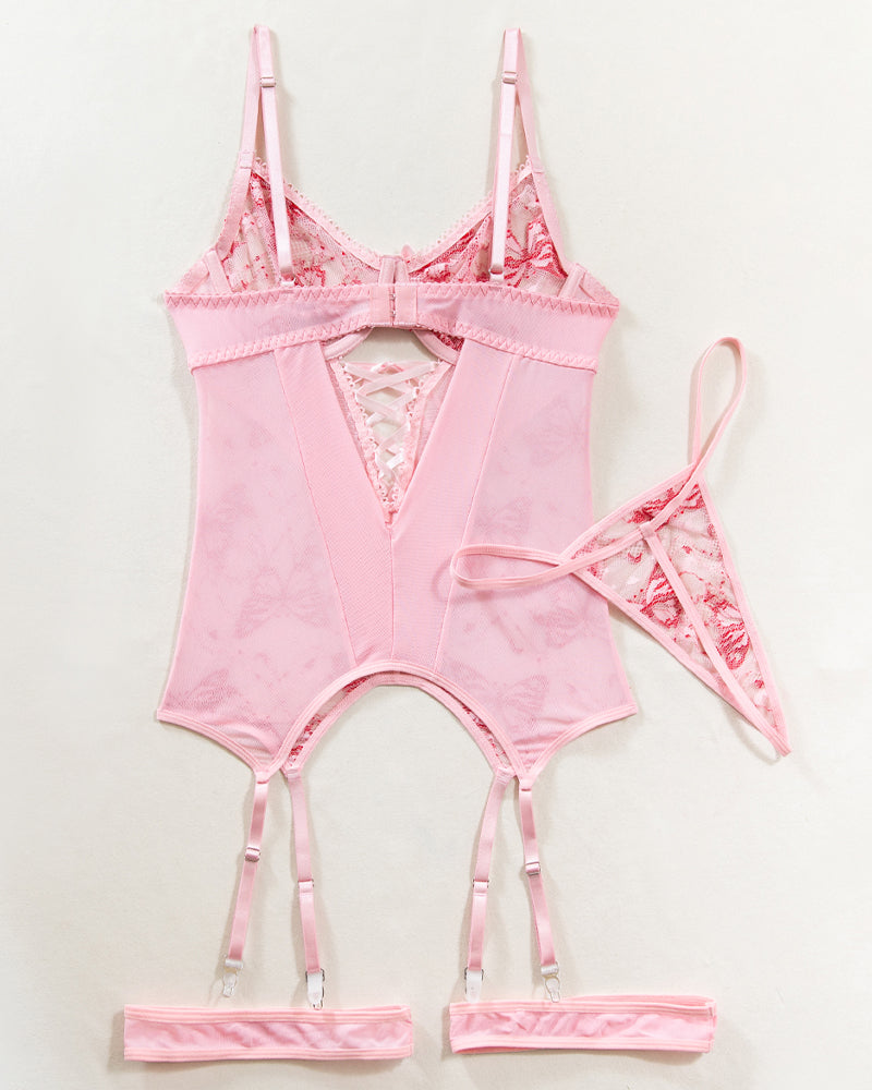 Butterfly Embroidered Lace Cross Straps Bra Set Avidlove-Bra Sets - Tophatter Daily Deals