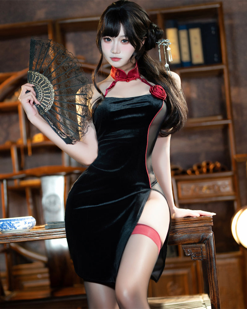 Halter Neck Button See-Through Cheongsam Avidlove-Chemises - Tophatter Daily Deals