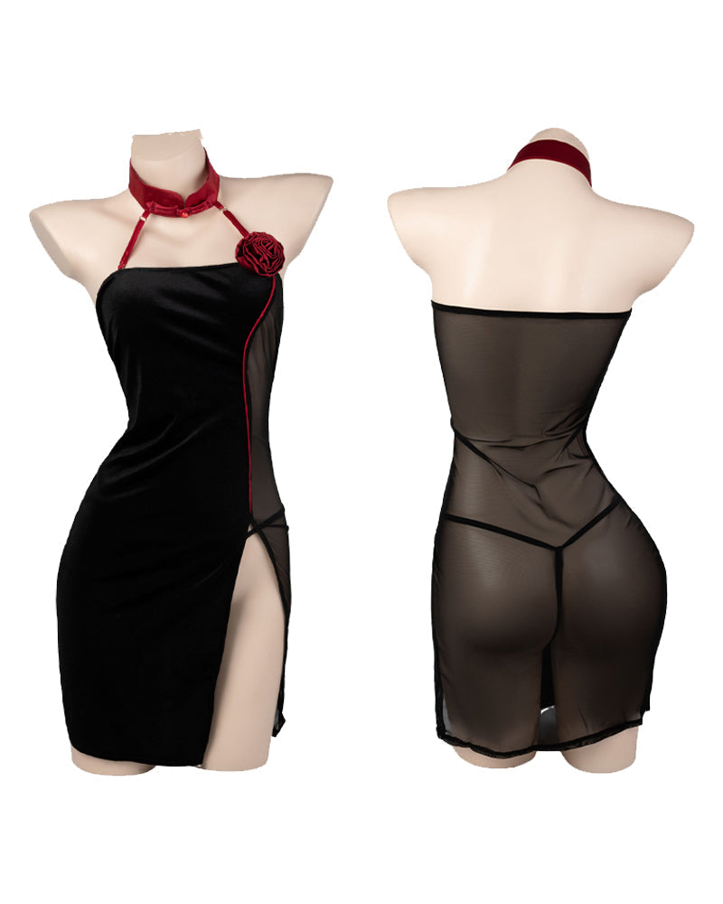 Halter Neck Button See-Through Cheongsam Avidlove-Chemises - Tophatter Daily Deals