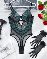 Embroidered Polka Dot Bodysuit with Gloves Avidlove-Bodysuits - Tophatter Daily Deals