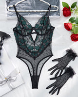 Embroidered Polka Dot Bodysuit with Gloves Avidlove-Bodysuits - Tophatter Daily Deals