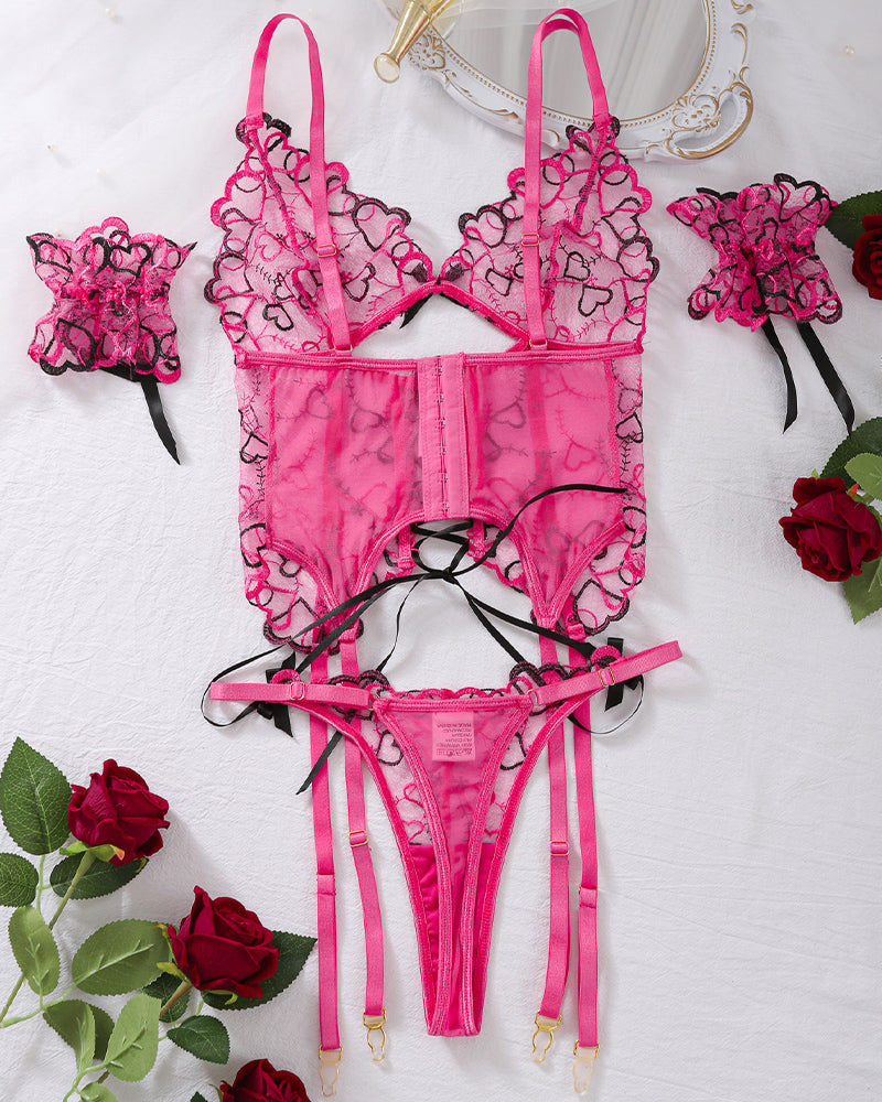 Thin Strappy Heart Embroidered Bra Sets Avidlove-Corset - Tophatter Daily Deals