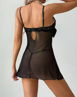 Bowknot Elastic Mesh Cupless Lace Nightdress Avidlove-Chemises - Tophatter Daily Deals