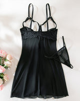 Bowknot Elastic Mesh Cupless Lace Nightdress Avidlove-Chemises - Tophatter Daily Deals