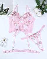 Embroidered Floral Lace-Up Bra Set Avidlove-Corset - Tophatter Daily Deals