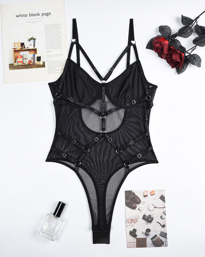 Mesh Strappy See-Through Bodysuit Avidlove-Bodysuits - Tophatter Daily Deals