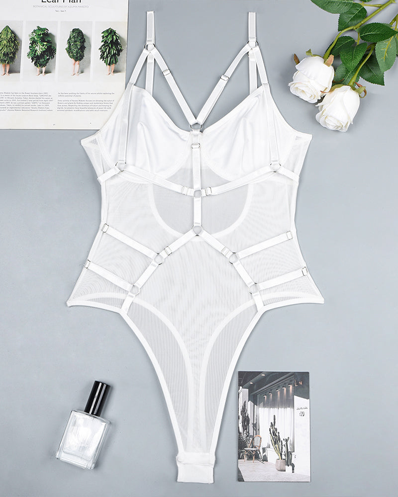 Mesh Strappy See-Through Bodysuit Avidlove-Bodysuits - Tophatter Daily Deals