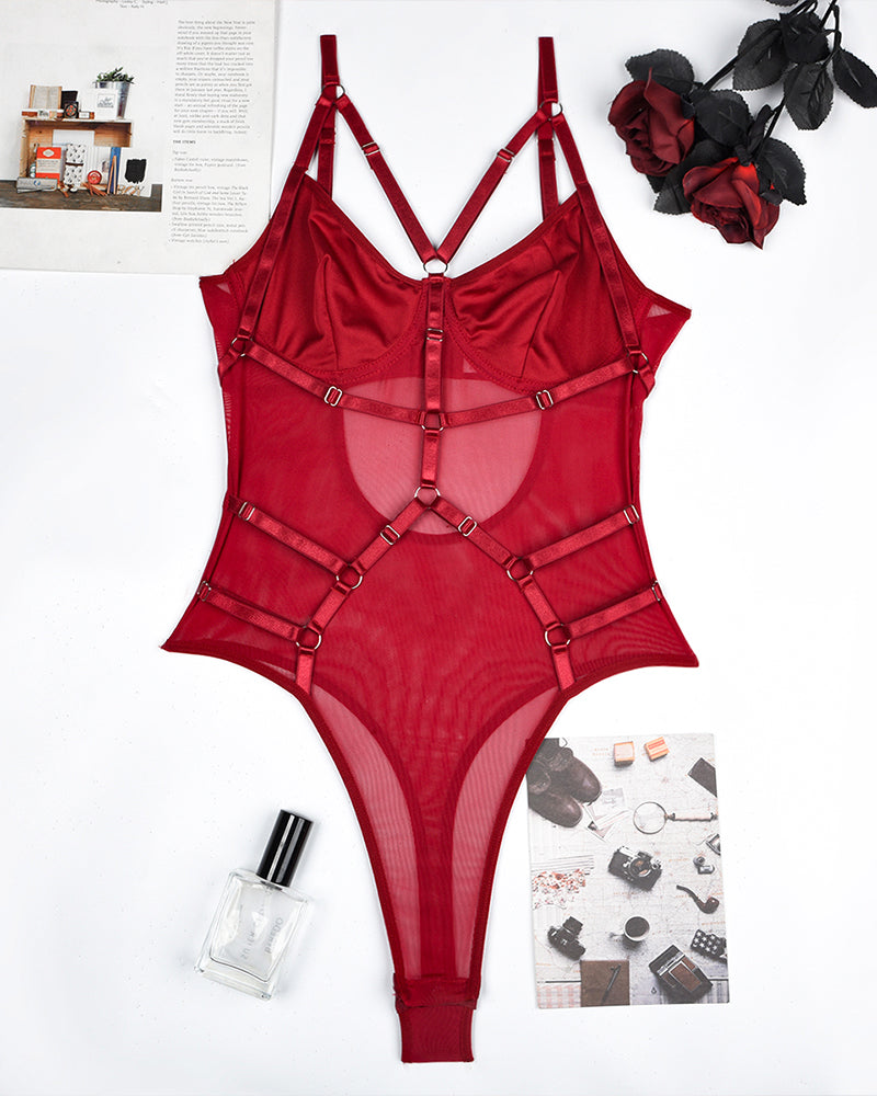 Mesh Strappy See-Through Bodysuit Avidlove-Bodysuits - Tophatter Daily Deals