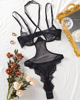 Lace Cupless Trimmed See-through Mesh Bodysuit Avidlove-Bodysuits - Tophatter Daily Deals