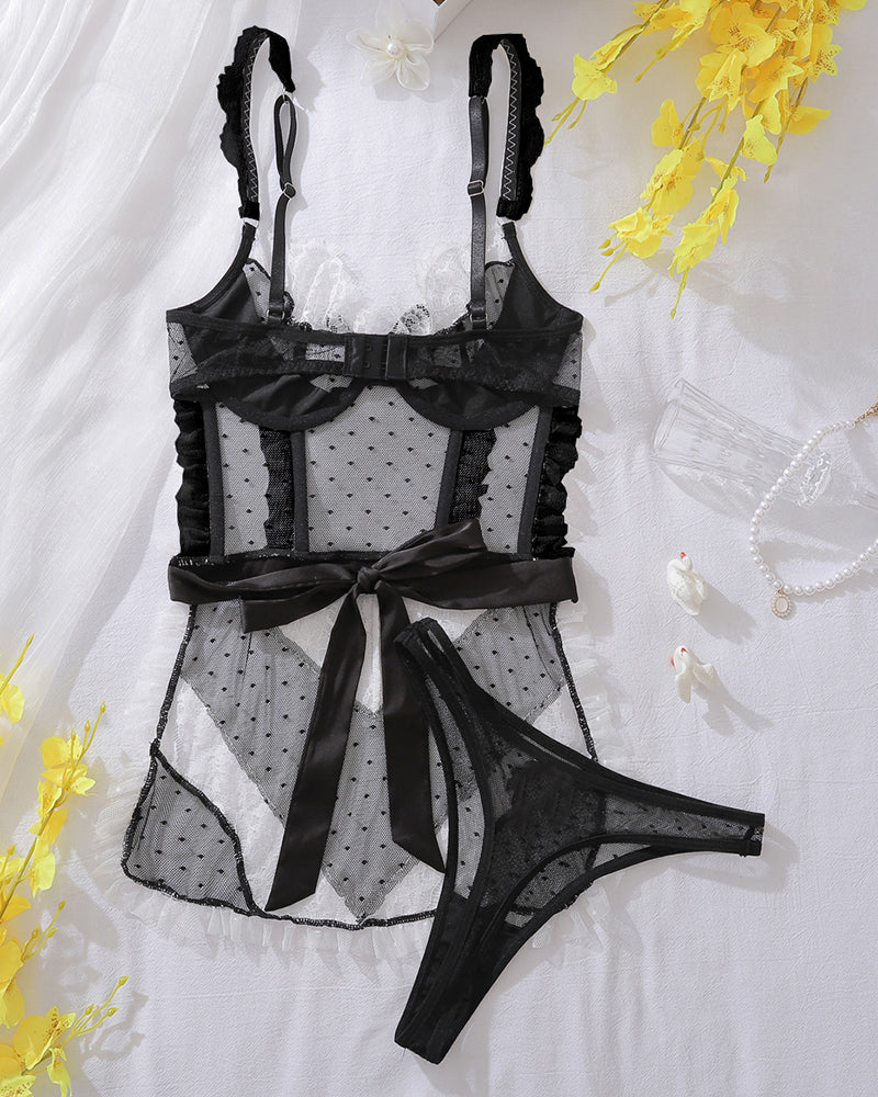 Mesh See-Through Hollow Backless Bra Set Avidlove-Chemises - Tophatter Daily Deals