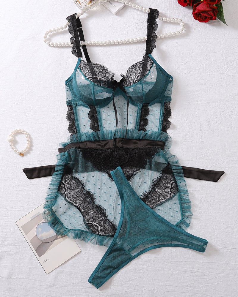 Mesh See-Through Hollow Backless Bra Set Avidlove-Chemises - Tophatter Daily Deals