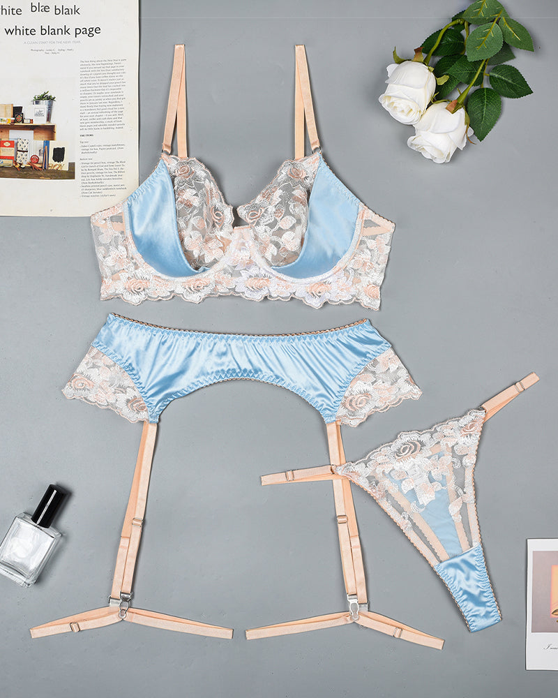 Flower Embroidery Push-Up Bra Set Avidlove-Bra Sets - Tophatter Daily Deals