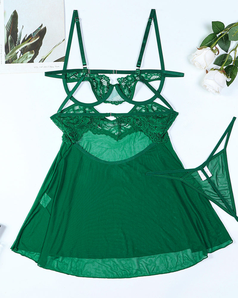 Transparent Cupless Suspender Nightdress Avidlove-Dresses - Tophatter Daily Deals
