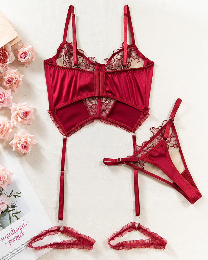 Embroidered Flower Colorblock Bra Set Avidlove-Bra Sets - Tophatter Daily Deals