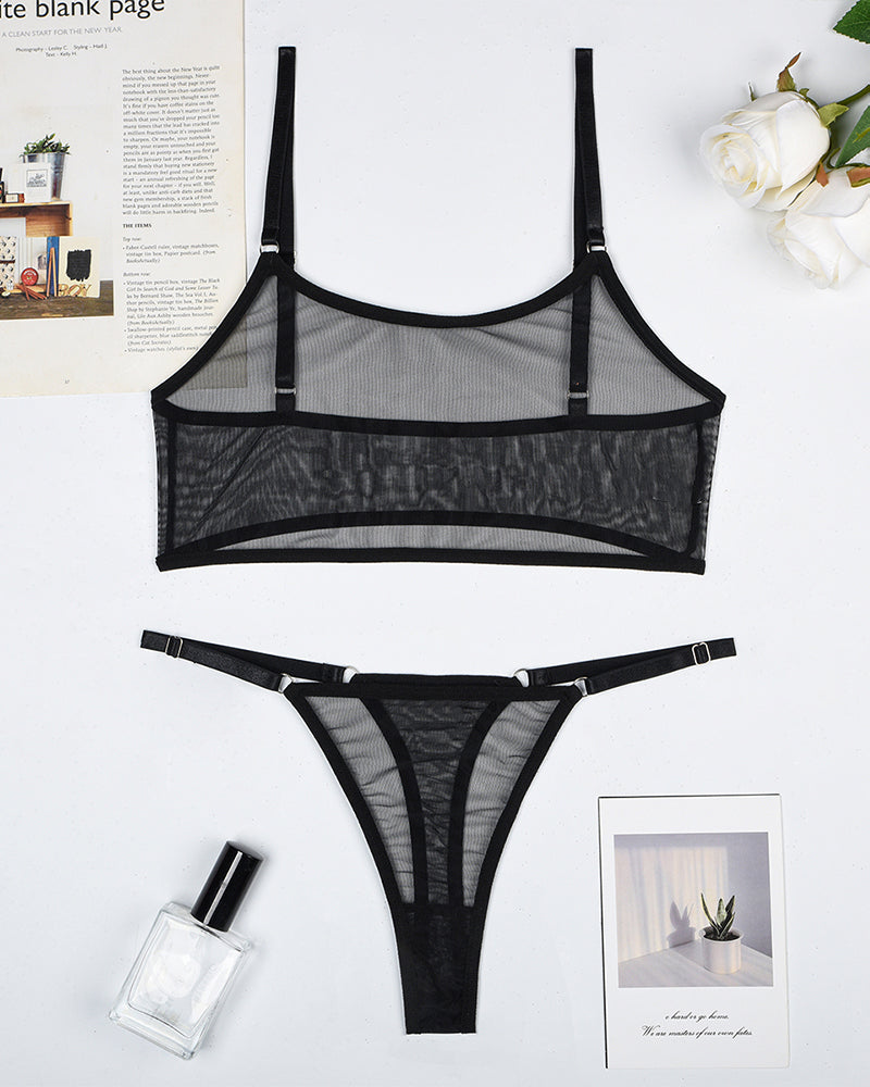 Mesh See-Through Camisole Bra Set Black Avidlove-Bra Sets - Tophatter Daily Deals