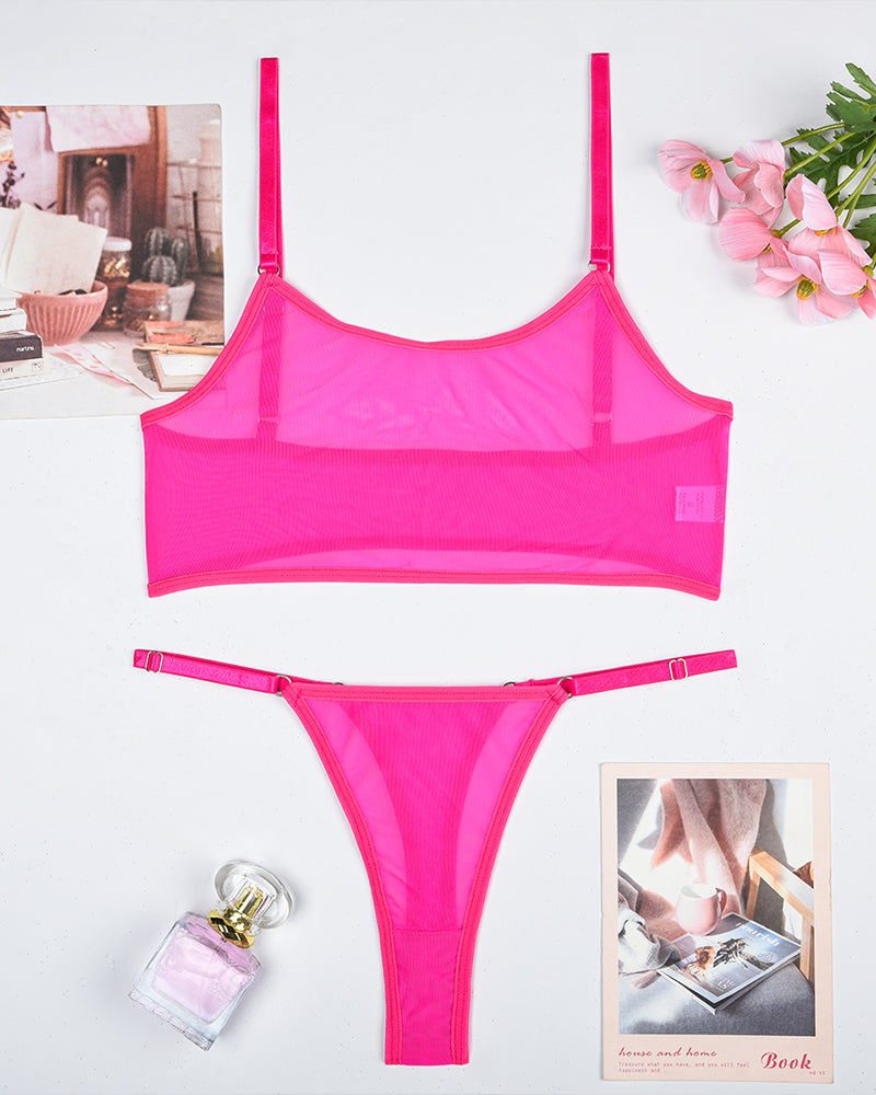Mesh See-Through Camisole Bra Set Phosphor Avidlove-Bra Sets - Tophatter Daily Deals