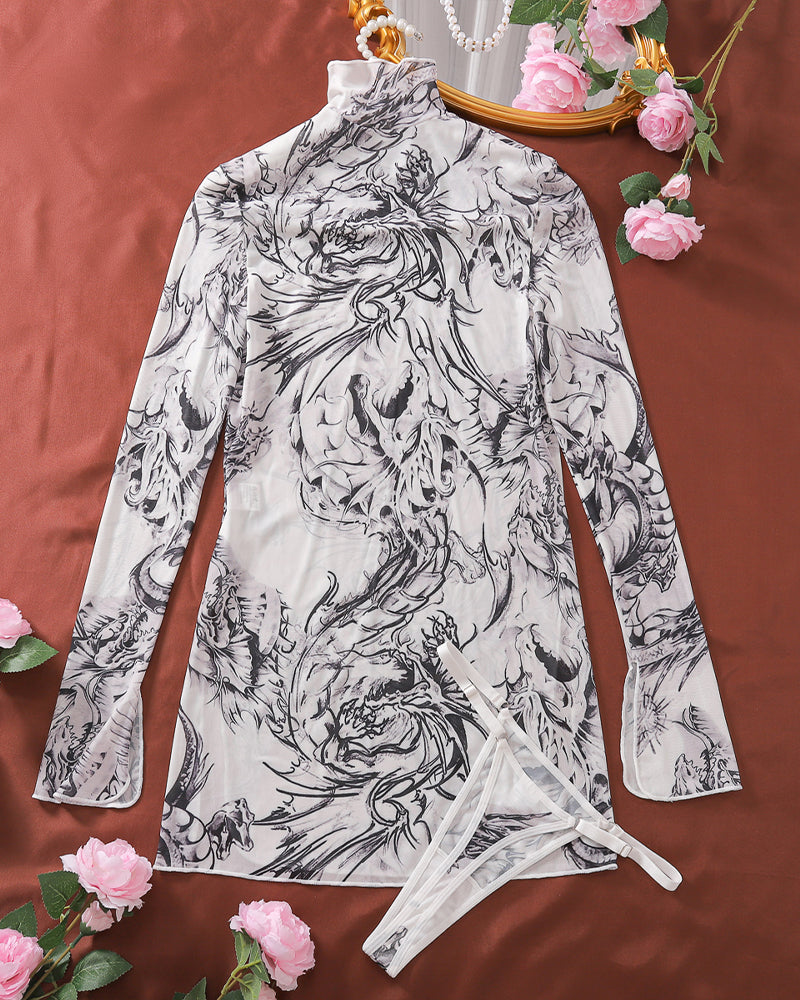 Tie-Dye Mesh High Side Slit Dress Avidlove-Dresses - Tophatter Daily Deals