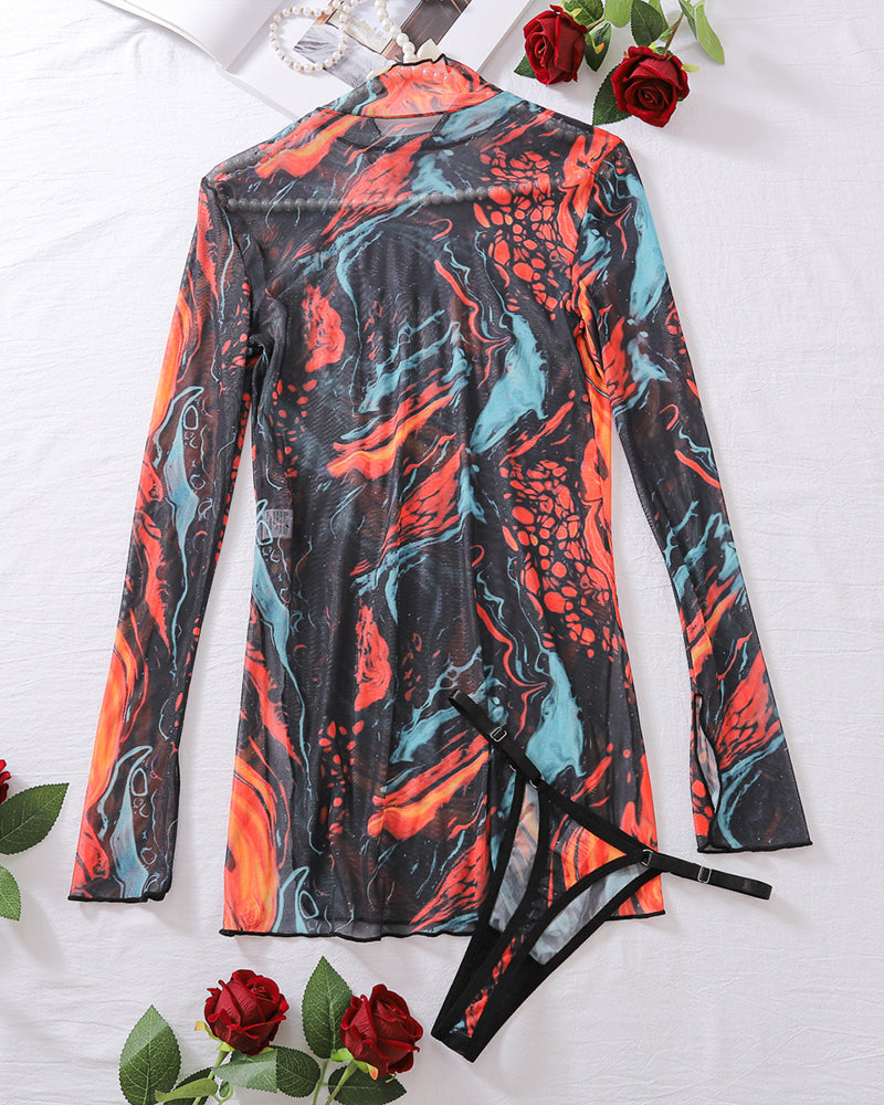 Tie-Dye Mesh High Side Slit Dress Avidlove-Dresses - Tophatter Daily Deals